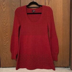 Women's Burnt Orange/Red Long Tunic length sweater with sparkly threads! Size M